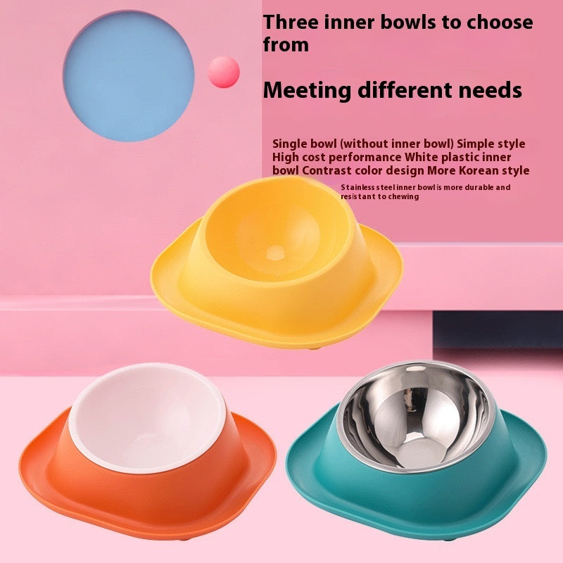 Anti-ant Cat Bowl Stainless Steel Oblique Mouth Anti-leakage Cat Food Holder