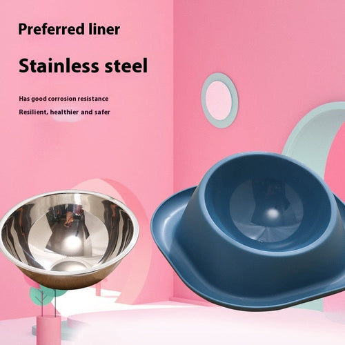 Anti-ant Cat Bowl Stainless Steel Oblique Mouth Anti-leakage Cat Food Holder